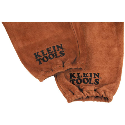 KLEIN TOOLS 60834 FR Leather Welding Sleeves, 61 Inches, Elastic Cuff, Brown, 1 Pair