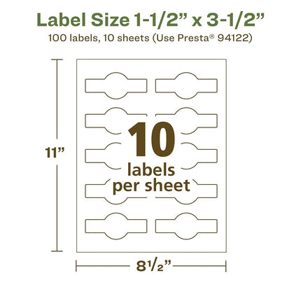 Avery EcoFriendly Matte White Recycled Cigar Labels, 1.5" x 3.5", Print-to-The-Edge, Matte White Labels, Permanent Label Adhesive, Laser/Inkjet, 100 Printable Labels