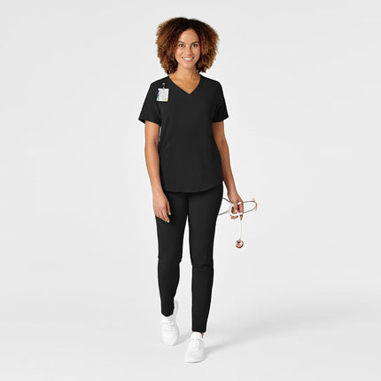WonderWink Women's V-Neck Top, Black, Small