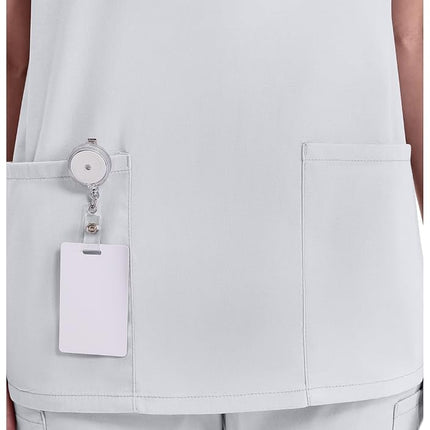 Dickies Women's EDS Signature Scrubs 86706 Missy Fit V-Neck Top Medical Shirt, White, XL