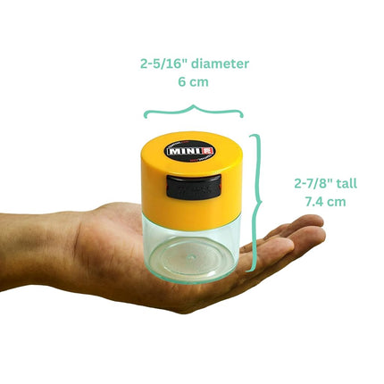 Tightpac America Minivac 1-Ounce Vacuum Sealed Dry Goods Storage Container, Clear Body/Yellow Cap