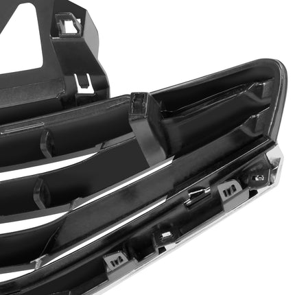 DNA MOTORING OE Style Horizontal Slats Grille Grill Compatible with 14-16 Nissan Versa, Painted Gray w/Chrome Moulding, OEM-GR-NI1200257