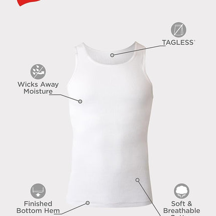 Hanes Men's 372ap6 tank top and cami shirts, 6 Pack - White, XL UK