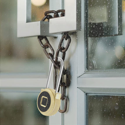 Fingerprint Padlock eLinkSmart Long Padlock with 45MM Shackle Weatherproof 1000 App User Combination Locker Lock for Gym Locker Fence Garden Cupboard Cabinet Gold