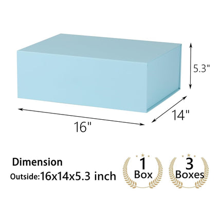 MUMUPACK Light Blue Gift Box,16x14x5.3 Large Gift Boxes With Lids For Presents Includes Ribbon And Diy Printable Sticker Paper,Bridesmaid Proposal Box,Magnetic Gift Box For Birthday,Wedding,Graduation