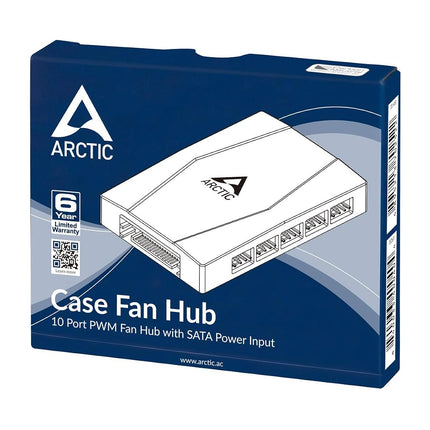 ARCTIC Case Fan Hub - 10-fold PWM Fan Distributor with SATA Power - Black, ACFAN00175A