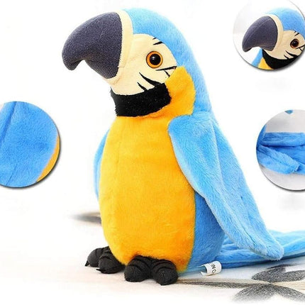 Talking Macaw Parrot Repeat What You Say Stuffed Animal Plush Toy Electronic Record Animated Bird Shake Wings Speaking Parrot Pet Plush Interactive Toys for Kids Boys Girls Christmas Birthday Gift