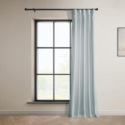 HPD Half Price Drapes Heritage Plush Velvet 120 Inches Long Darkening Curtains for Bedroom & Living Room 50W x 120L, (1 Panel), Aquarius Blue, 50" W x 120" L (Pack of 1)