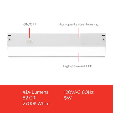 UltraPro, luces bajo encimera cableadas de 18 pulgadas, solo encendido/apagado, blanco cálido 2700K, iluminación bajo encimera, luces bajo mostrador para cocina 44110