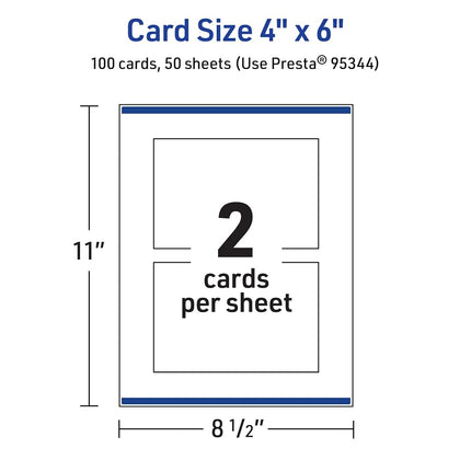 Avery Printable Rectangle Cards, Sure Feed Technology, 4" x 6", Glossy White Cardstock, Print-to-the-Edge, Laser/Inkjet, 100 Total, Great for Postcards and Thank You Cards