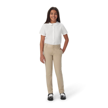 French Toast Girls' Big Stretch Twill Skinny Leg Pant with Pockets, Khaki, 7 Years
