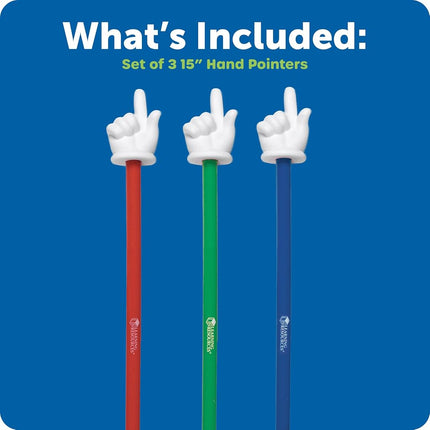 Learning Resources Hand Pointers (Set of 3), Whiteboards, Presentation, Classroom Accessories, Teacher Aids
