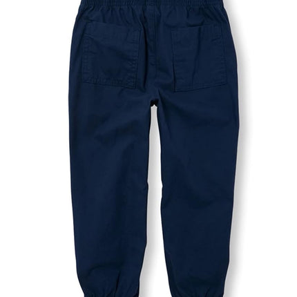 The Children's Place Pantalones jogger elásticos de niño, color lino/azul mareado, paquete de 2, talla 12 robusta