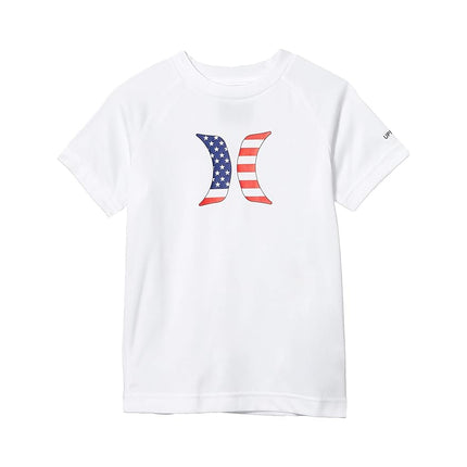 Hurley Boys' Rash Guard Shirt, White/Americana, 7