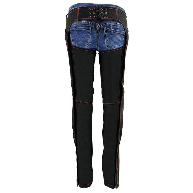 Milwaukee Leather Women's Textile Motorcycle Riding Chaps with Tribal Embroidery | SH1182-3X-Small