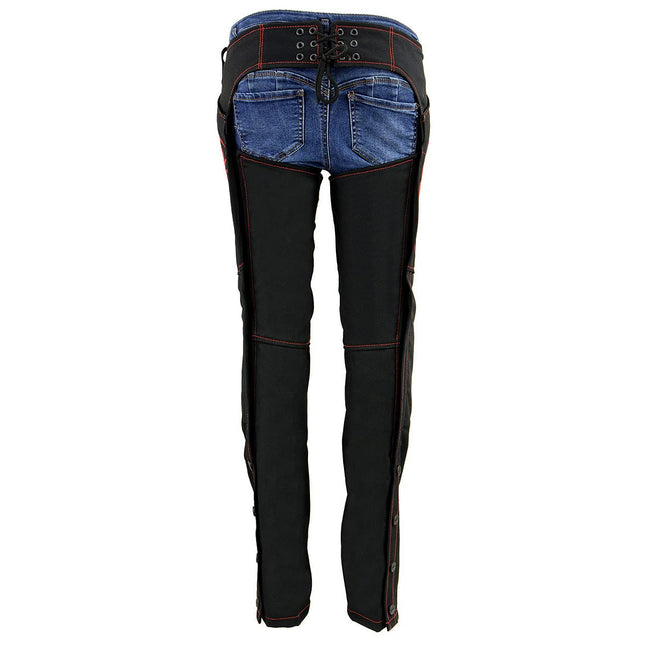 Milwaukee Leather Women's Textile Motorcycle Riding Chaps with Tribal Embroidery | SH1182-3X-Small