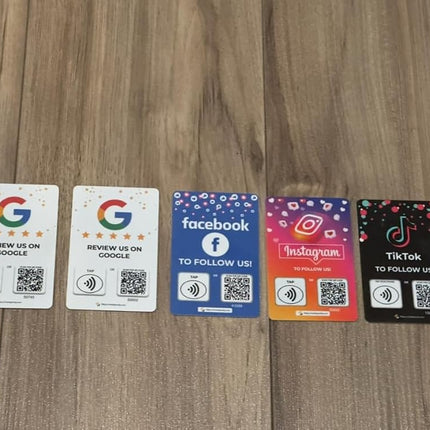 NFC Business Review Cards 5 Pack – Contactless Smart Tap & QR Code – Compatible with Google Review System – Reusable Feedback Tool for Shops, Restaurants, Local Business – Works with All Phones