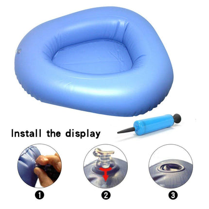KIKIGOAL Bigger Washable Portable Air Inflation Blue Bed Pan Bedridden Elderly Inflatable Stool Bedsore Toilet