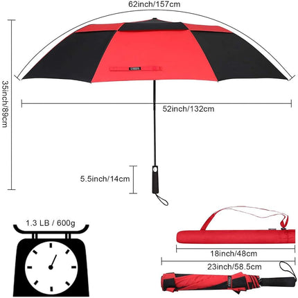 G4Free 62inch Portable Golf Umbrella Automatic Open Large Oversize Vented Double Canopy Windproof Waterproof Sport Umbrellas(Blue/Navy)