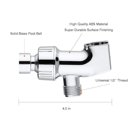 2PCS Universal Shower Head Holder, Adjustable Arm Mount Bracket, Brass Swivel Ball Adapter - Chrome