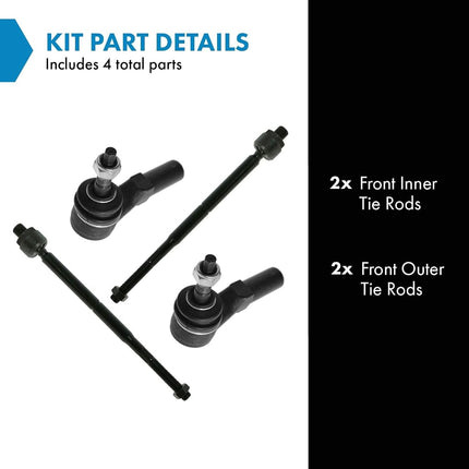 TRQ Front Tie Rod Set Compatible with 2005-2010 Chrysler 300 2008-2010 Dodge Challenger 2006-2010 Charger 2005-2008 Magnum