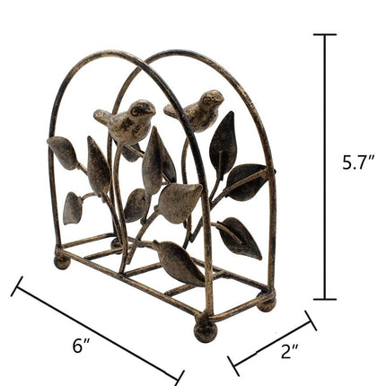 Cast Iron Bird & Tree Classic Napkin Holder/Tabletop Freestanding Tissue Dispenser, Bronze