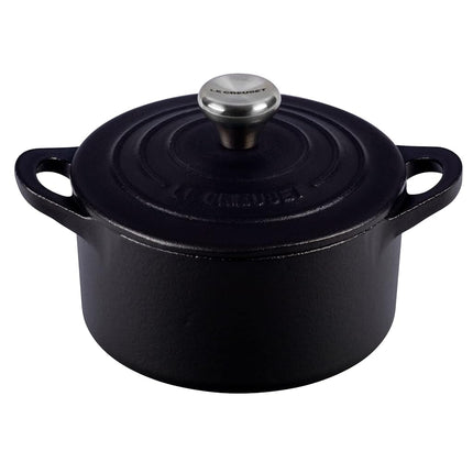 Cocotte en fonte émaillée Le Creuset avec bouton en acier inoxydable, 0,3 L, Noir Mat