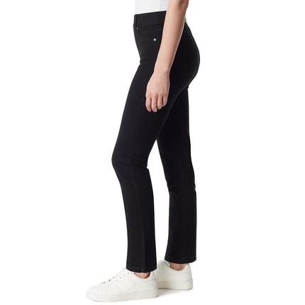 Gloria Vanderbilt Women's Shape Effect Pull on High Rise Straight Leg Jean Standard, Black Rinse, 6