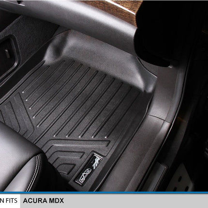 MAXLINER Floor Mats 2 Rows and Cargo Liner Behind 2nd Row Set Black for 2007-2013 Acura MDX