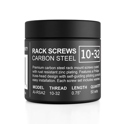 AC Infinity Carbon Steel 10/32 Rack Screws and Nylon Washers. 50-Piece Set