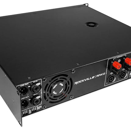 Rockville RPA16 10000W Peak/3000W RMS 2 Channel Power Amplifier, High Output, Bridgeable, LED Indicators, for DJs and Live Events
