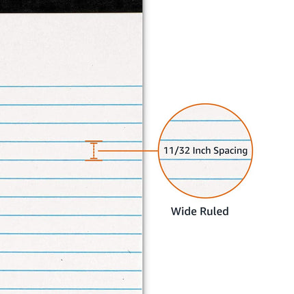 Amazon Basics Legal/Wide Ruled 21.6 cm by 29.8 cm Legal Pad, White (50 Sheet Paper Pads, 12-Pack)