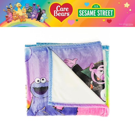 Franco Collectibles Care Bears x Sesame Street Bedding Super Soft Cozy Plush Throw, 46 in x 60 in, (Officially Licensed Product)