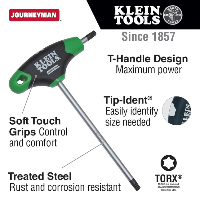 KLEIN TOOLS JTH67T Hex Key Set, TORX T-Handle Hex Key Allen Wrench Set with 6-Inch Blades, Stand Included, 7-Piece