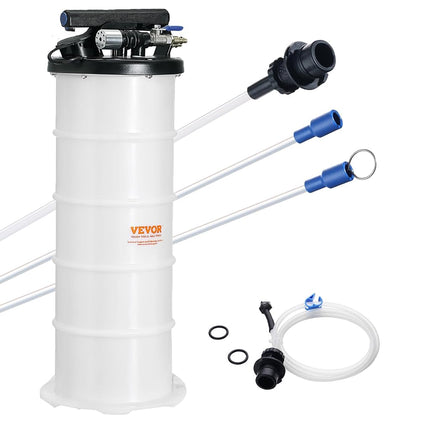 Bomba Extractora de Aceite Neumática/Manual VEVOR de 6.5 L, Bomba Extractora de Fluidos para Evacuación al Vacío de Fluidos Automotrices, Herramienta de Cambio de Aceite y Fluidos con Varilla Medidora y Manguera de Succión