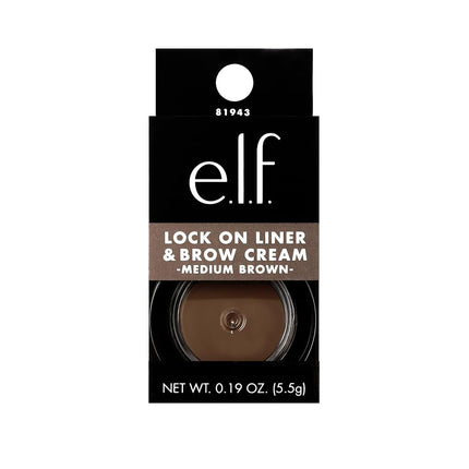 e.l.f. Lock On Liner And Brow Cream, Lines Eyes & Defines Eyebrows, Medium Brown, 0.19 Oz (5g)