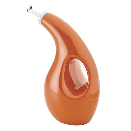 Rachael Ray 48466 Ceramic EVOO Oil and Vinegar Dispensing Bottle with Spout, 24 Ounce - Pumpkin Orange