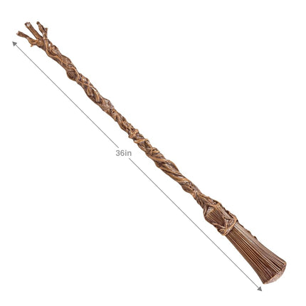 The Noble Collection Wicked Elphaba's Broom Replica Movie Prop Toy, Green, Wood, Synthetic, Hard Floor