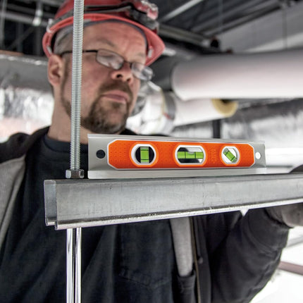 Magnetic Torpedo Level, Aluminum, V-Groove and Magnet KLEIN TOOLS 935R, Orange