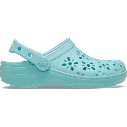 Crocs Unisex Kids Clog, Classic Floral Cut Out Clog T, Aquamarine, 9 UK Child