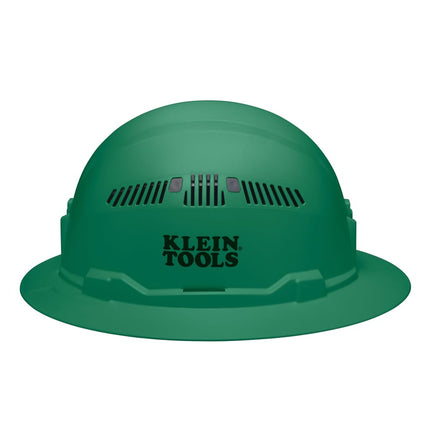 Klein Tools 60941 Hard Hat, Vented, Full Brim Style, Padded, Self-Wicking Odor-Resistant Sweatband, Green