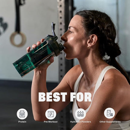 Bouteille shaker BlenderBottle Pro Series, idéale pour les shakes protéinés et les pre-workouts, 700 ml, verte
