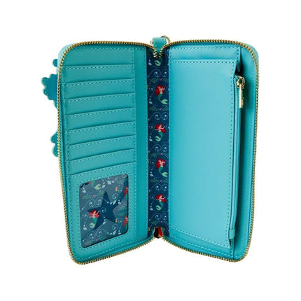 Loungefly The Little Mermaid Ariel Princess Lenticular Zip Around Wallet, Teal, One Size