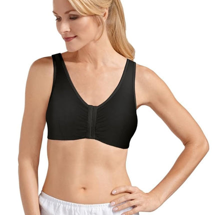 AMOENA Women's Frances Front-Closure Leisure Bra, Opaque, Black, X-Large C/D