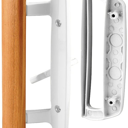 Prime-Line Products C 1204 Sliding Glass Set – Replace Old or Damaged Door Handles Quickly and Easily – White Diecast, Mortise/Hook Style (Fits 3-15/16” Hole Spacing)