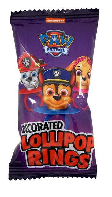Decorated PAW Patrol Themed Lollipops Rings, Assorted Fruit Flavored Hard Candies, 18 Individually Wrapped Pieces