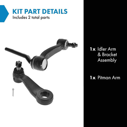 TRQ Front Driver & Passenger Side Steering Kit Idler Arm & Bracket Assembly Pitman Arm Compatible with 85-05 Chevrolet 85-04 GMC 98-00 Isuzu 91-01 Oldsmobile