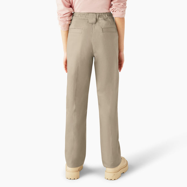 Dickies Big Girls' Stretch Slim Straight Pant, Desert Sand, 12
