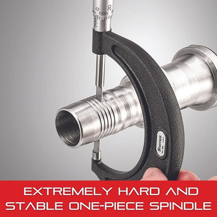 Starrett 436.1XRL-2 Outside Micrometre, Ratchet Stop, Lock Nut, Carbide Faces, 1-2" Range, 0.001" Graduation, +/-0.0001" Accuracy