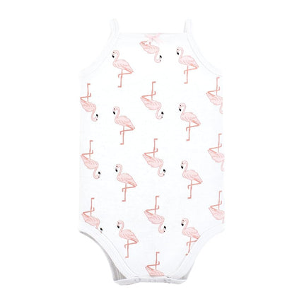 Pañaleros sin mangas de algodón unisex Hudson Baby, Palm Flamingo, 6-9 meses